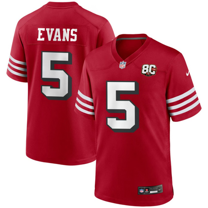 Mike Evans San Francisco 49ers Nike 80th Anniversary Alternate Game Jersey - Scarlet