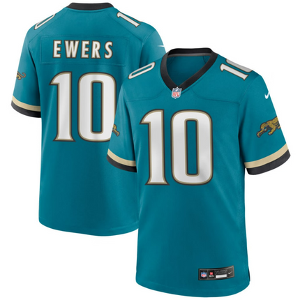 Quinn Ewers Jacksonville Jaguars 2026 Throwback Game Jersey - Teal Prowler