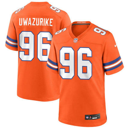Eyioma Uwazurike Denver Broncos Mile High Collection 1977 Throwback Game Jersey - Orange