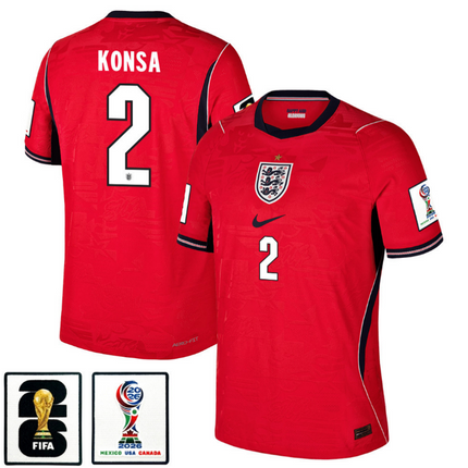 Ezri Konsa England National Team 2026 x World Cup Patch Away Jersey - Red