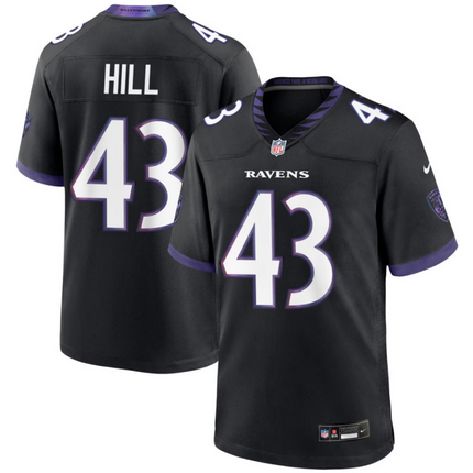 Justice Hill Baltimore Ravens 2026 Alternate Game Jersey - Black