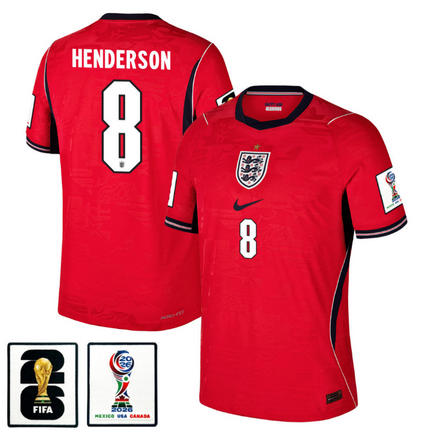 Jordan Henderson England National Team 2026 x World Cup Patch Away Jersey - Red
