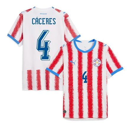 Juan Caceres Paraguay National Team 2026 World Cup Home Jersey - White/Red