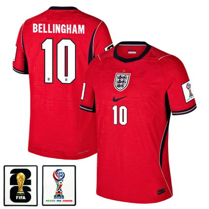 Jude Bellingham England National Team 2026 x World Cup Patch Away Jersey - Red
