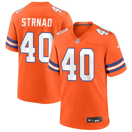 Justin Strnad Denver Broncos Mile High Collection 1977 Throwback Game Jersey - Orange