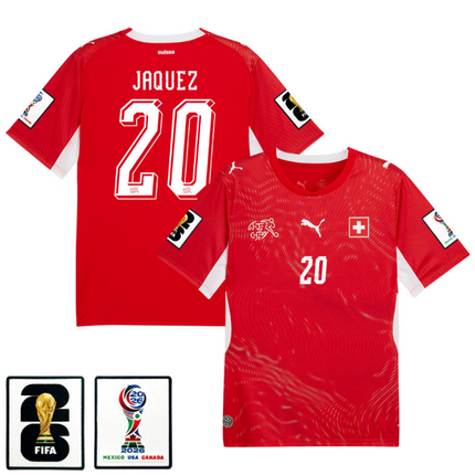 Luca Jaquez Switzerland National Team 2026 x World Cup Patch Home Jersey - Red