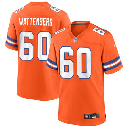 Luke Wattenberg Denver Broncos Mile High Collection 1977 Throwback Game Jersey - Orange