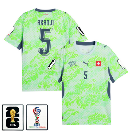 Manuel Akanji Switzerland National Team 2026 x World Cup Patch Away Jersey - Green