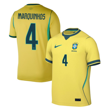 Marquinhos Brazil National Team 2026 World Cup Home Jersey - Yellow