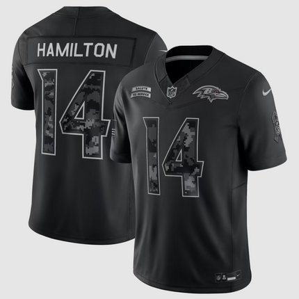 Ravens Kyle Baltimore Hamilton 2026 Salute to Service Stitched Limited Jersey - Black