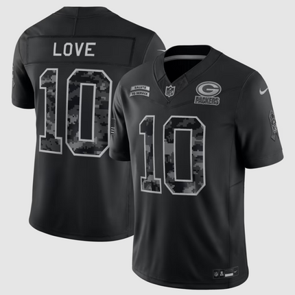 Jordan Love Green Bay Packers 2026 Salute to Service Stitched Limited Jersey - Black