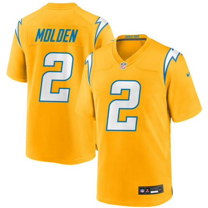 Elijah Molden Los Angeles Chargers 2026 Alternate Charger Power Game Jersey - Gold