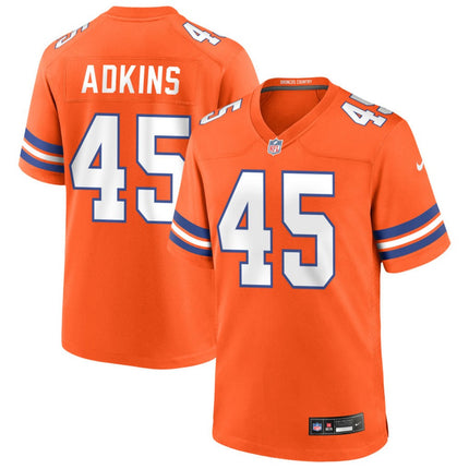 Nate Adkins Denver Broncos Mile High Collection 1977 Throwback Game Jersey - Orange