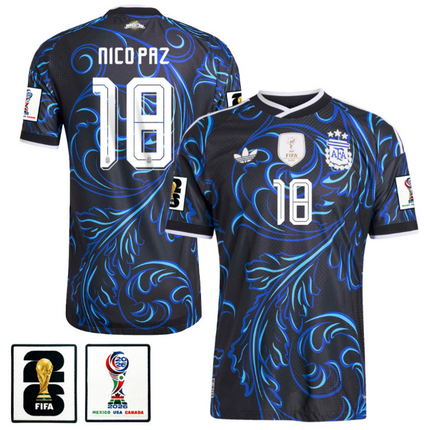 Nico Paz Argentina National Team 2026 World Cup Away Jersey - Blue
