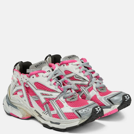 Men's Balenciaga Runner Two-Tone Sneaker In White Fluo Pink