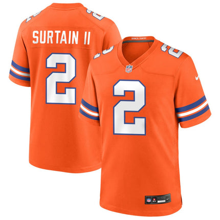 Patrick Surtain II Denver Broncos Mile High Collection 1977 Throwback Game Jersey - Orange