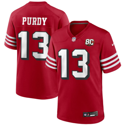Brock Purdy San Francisco 49ers Nike 80th Anniversary Alternate Game Jersey - Scarlet