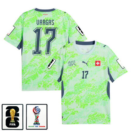 Ruben Vargas Switzerland National Team 2026 x World Cup Patch Away Jersey - Green