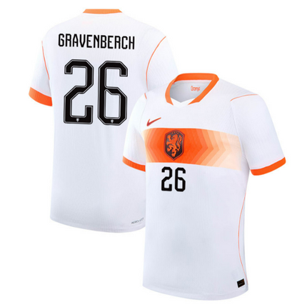 Ryan Gravenberch Netherlands National Team 2026 World Cup Away Stadium Jersey - White