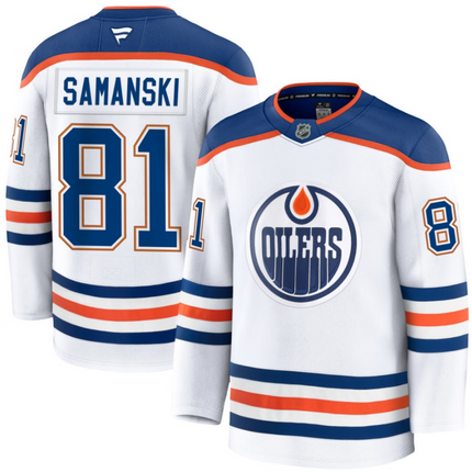 Josh Samanski Edmonton Oilers 2026 Away Premium Jersey - White