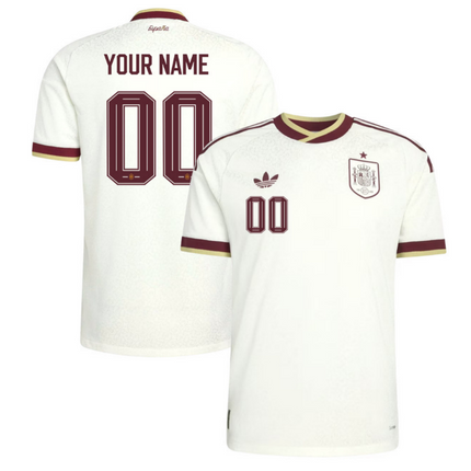Custom Name Spain National Team 2026 World Cup Away Jersey - White