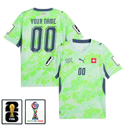 Custom Name Switzerland National Team 2026 x World Cup Patch Away Jersey - Green