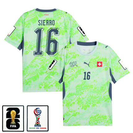 Vincent Sierro Switzerland National Team 2026 x World Cup Patch Away Jersey - Green