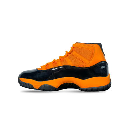 Men's Air Jordan 11 Leather Black Yellow Jam Shoes