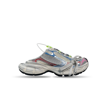 Men's Balenciaga 3XL Mesh Sneaker Mules In White Red Blue