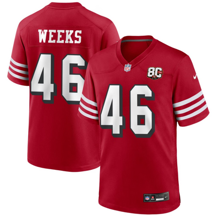 Jonathan Weeks San Francisco 49ers Nike 80th Anniversary Alternate Game Jersey - Scarlet