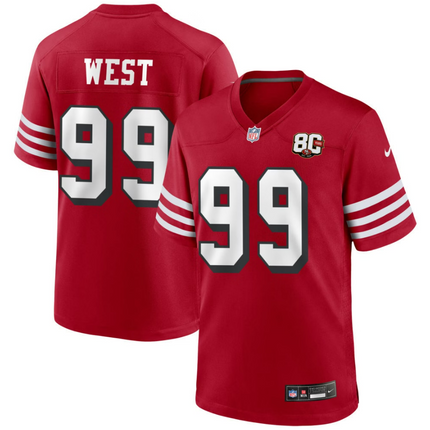 CJ West San Francisco 49ers Nike 80th Anniversary Alternate Game Jersey - Scarlet