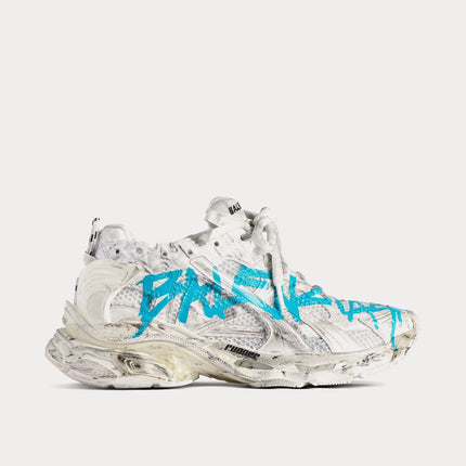 Men's Balenciaga Graffiti Mesh & Nylon In White Blue