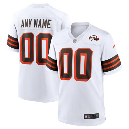 Custom Name Cleveland Browns 1946 Collection Alternate Jersey - White