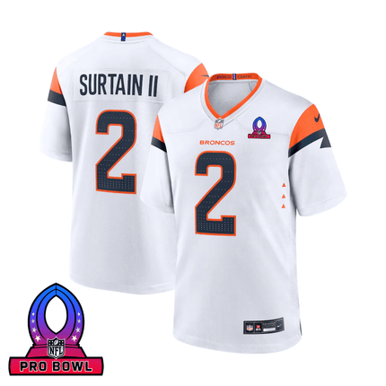 Patrick Surtain II Denver Broncos 2025 Pro Bowl Patch Game Men Jersey - White
