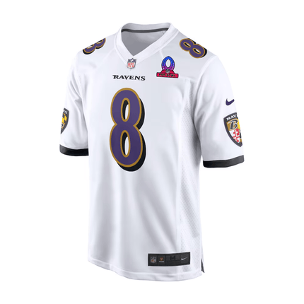 Lamar Jackson Baltimore Ravens 2025 Pro Bowl Patch Game Men Jersey - White