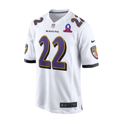Derrick Henry Baltimore Ravens 2025 Pro Bowl Patch Game Men Jersey - White