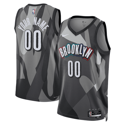 Customize Brooklyn Nets 2024-2025 City Edition Fan Support Team Black Jersey