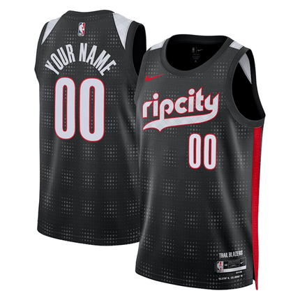 Customize Portland Trail Blazers 2024-2025 City Edition Fan Support Team Black Jersey