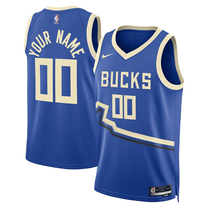 Customize Milwaukee Bucks 2024-2025 City Edition Fan Support Team Blue Jersey