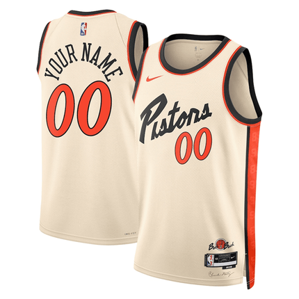 Customize Detroit Pistons 2024-2025 City Edition Fan Support Team Cream Jersey