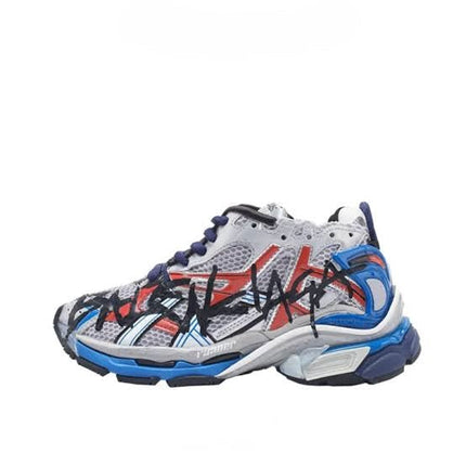 Men's Balenciaga - Runner Mesh & Nylon Grey  Blue  Red Sneaker