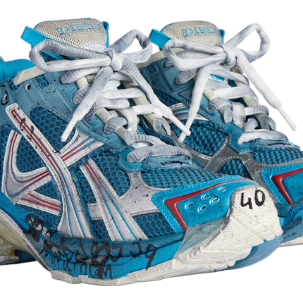 Men's Balenciaga Runner Blue Silver White Red Shoes